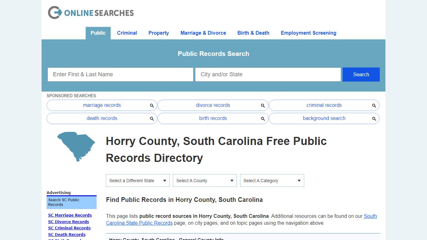 Horry County, South Carolina Public Records Directory